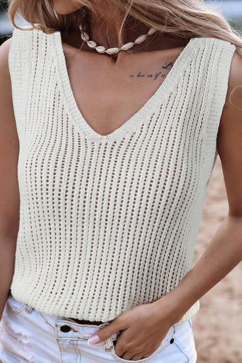 V-Neck Wide Strap Knit Vest Trendsi