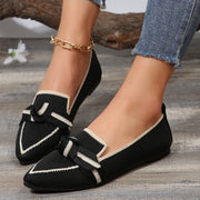 Bow Contrast Trim Point Toe Loafers Trendsi