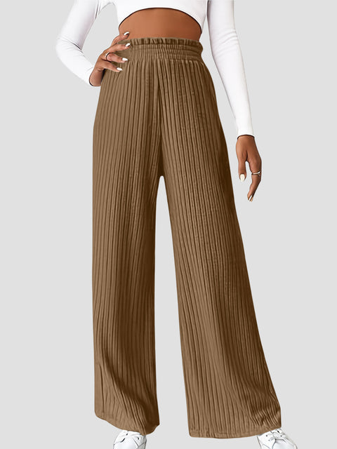 Ribbed High Waist Pants Trendsi