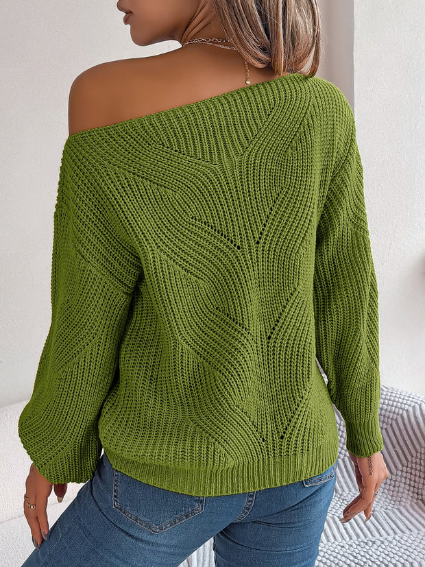 Openwork Long Sleeve Sweater Trendsi