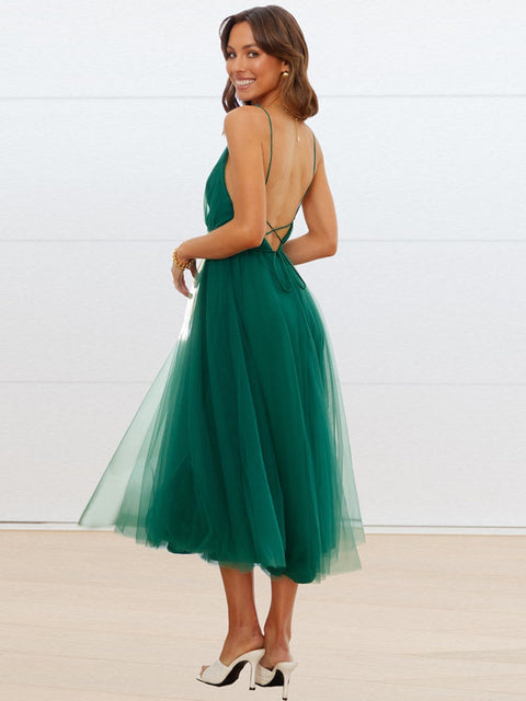 Backless Crisscross Sleeveless Midi Dress