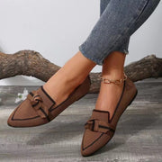 Bow Contrast Trim Point Toe Loafers Trendsi