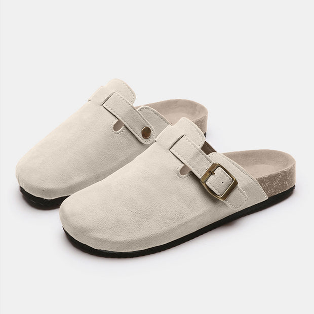 Suede Closed Toe Buckle Slide Trendsi