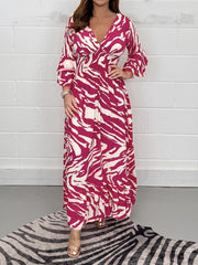 Smocked Printed Flounce Sleeve Maxi Dress Trendsi