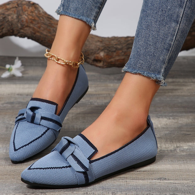 Bow Contrast Trim Point Toe Loafers Trendsi