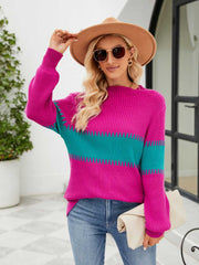 Contrast Round Neck Sweater Trendsi