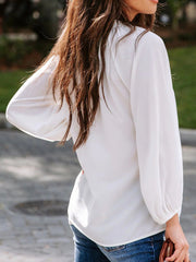 Notched Neck Long Sleeve Blouse Trendsi