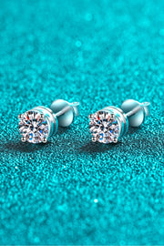 2 Carat Moissanite Rhodium-Plated Stud Earrings Trendsi