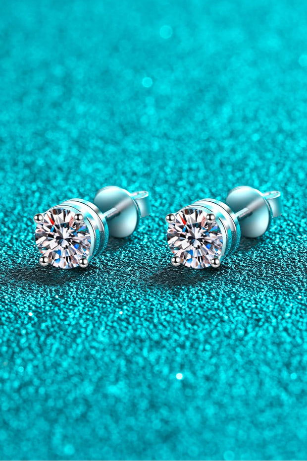 2 Carat Moissanite Rhodium-Plated Stud Earrings Trendsi