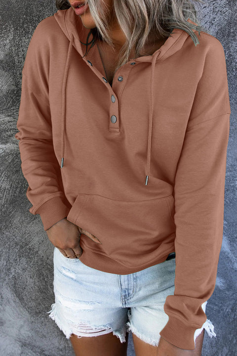 Dropped Shoulder Long Sleeve Hoodie with Pocket Trendsi