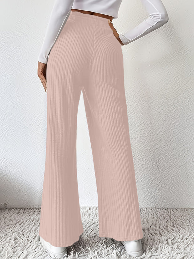 Ribbed High Waist Pants Trendsi