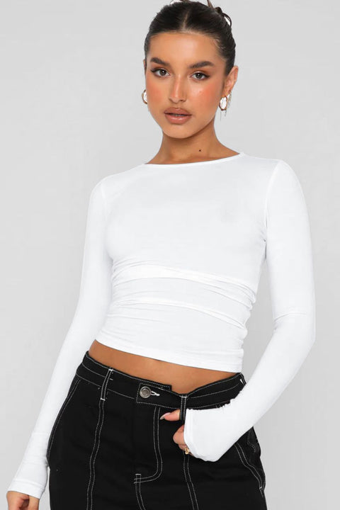 Round Neck Long-Sleeve Top Trendsi