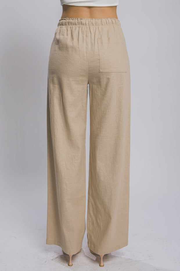 Love Tree Drawstring Wide Leg Pants with Pockets