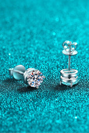 2 Carat Moissanite Rhodium-Plated Stud Earrings Trendsi