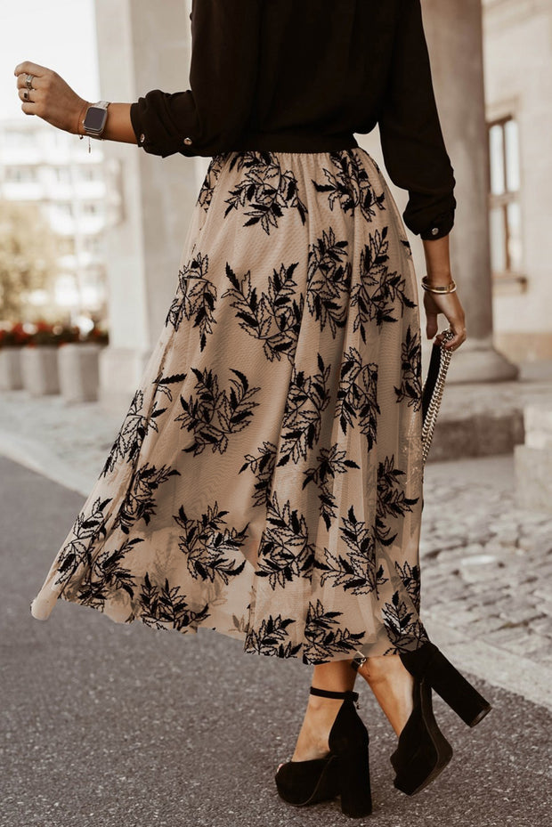 Embroidered High Waist Maxi Skirt Trendsi