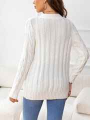 Button Down Cable-Knit Cardigan Trendsi