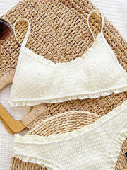 Frill Textured Spaghetti Strap Two-Piece Swim Set Trendsi