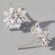 Zircon 925 Sterling Silver Flower Stud Earrings Trendsi