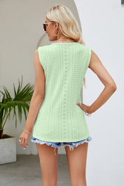 Spliced Lace V-Neck Tank Trendsi