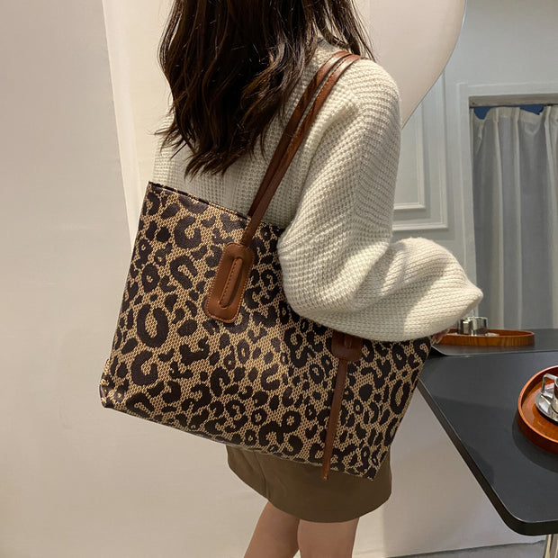 PU Leather Leopard Tote Bag Trendsi