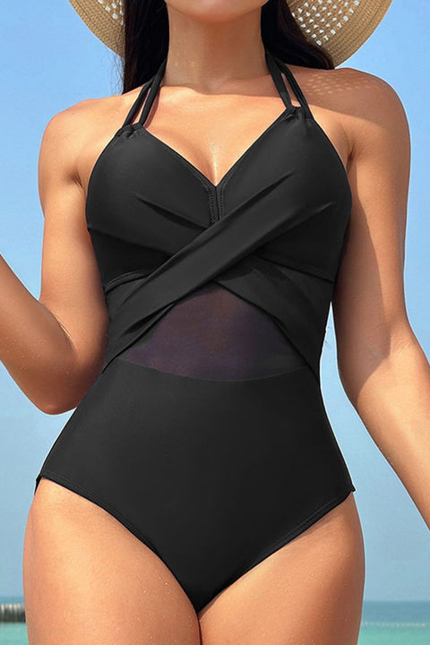 Crisscross Halter Neck One-Piece Swimwear Trendsi