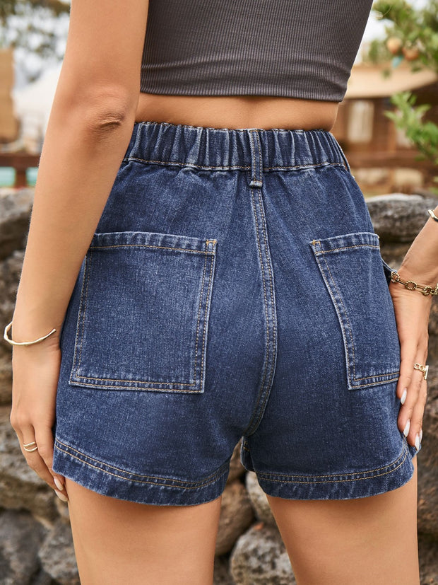 High Waist Denim Shorts with Pockets Trendsi