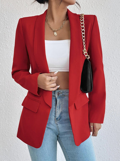 Shawl Collar Long Sleeve Blazer Trendsi