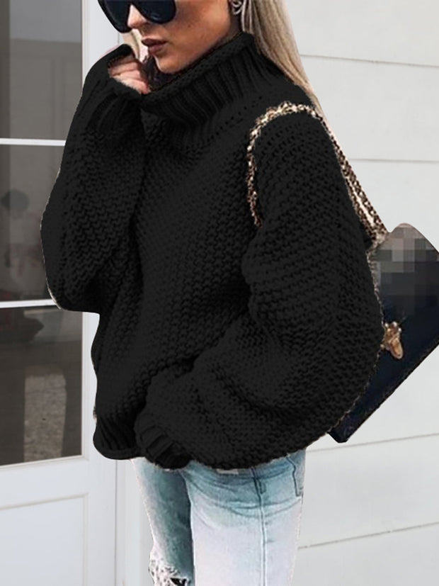 Turtleneck Long Sleeve Sweater Trendsi