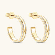 925 Sterling Silver Inlaid Moissanite C-Hoop Earrings Trendsi