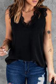 Eyelash Lace V-Neck Tank Top Trendsi