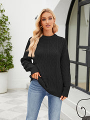 Round Neck Dropped Shoulder Sweater Trendsi