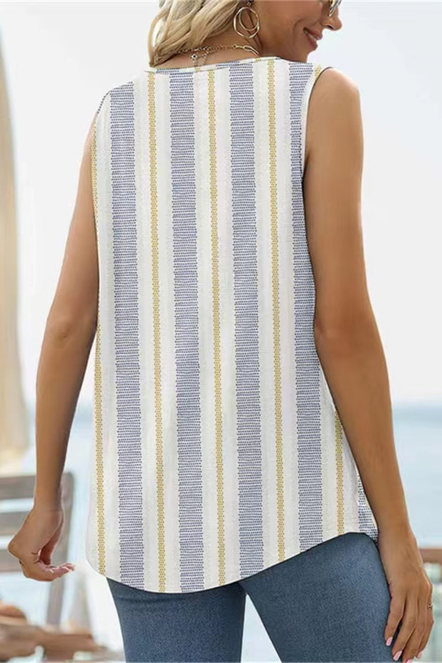 Printed Square Neck Curved Hem Tank Trendsi