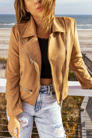 Zip-Up Suede Jacket Trendsi