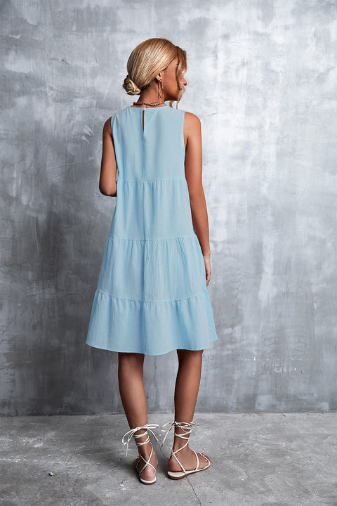 Sleeveless Round Neck Tiered Dress