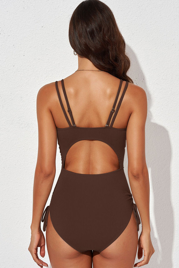 Tied Cutout Plunge One-Piece Swimsuit Trendsi