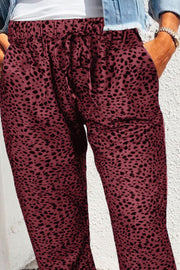 Double Take Leopard Print Joggers with Pockets Trendsi