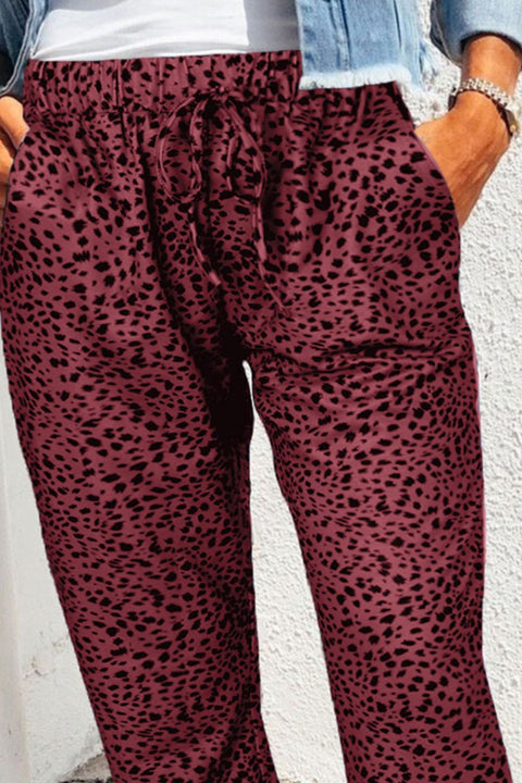 Double Take Leopard Print Joggers with Pockets Trendsi