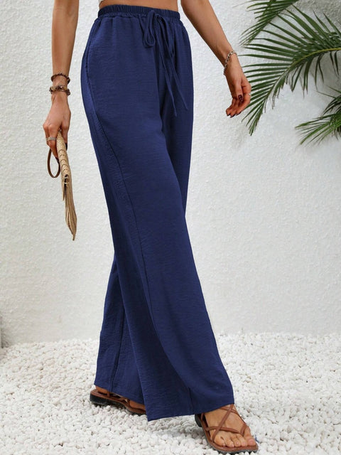 Wide Leg Drawstring Pants Trendsi