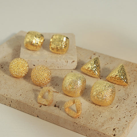 Gold-Plated Geometric Stud Earrings Trendsi