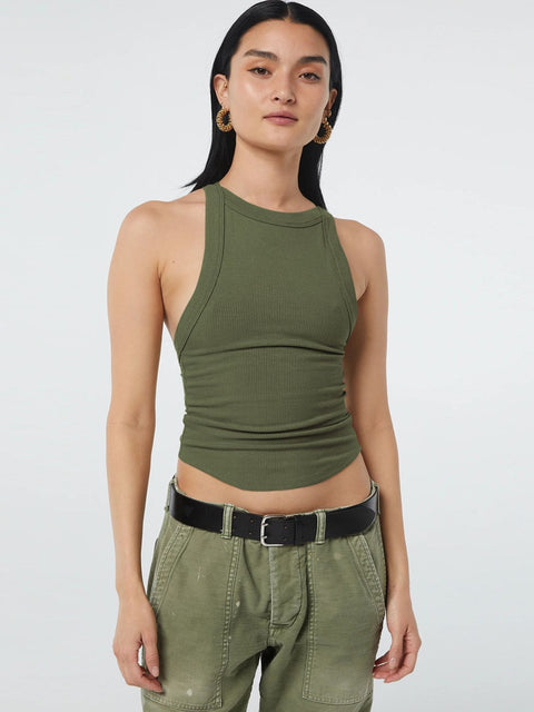 Halter Neck Ribbed Cropped Top Trendsi