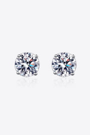 2 Carat Moissanite Rhodium-Plated Stud Earrings Trendsi