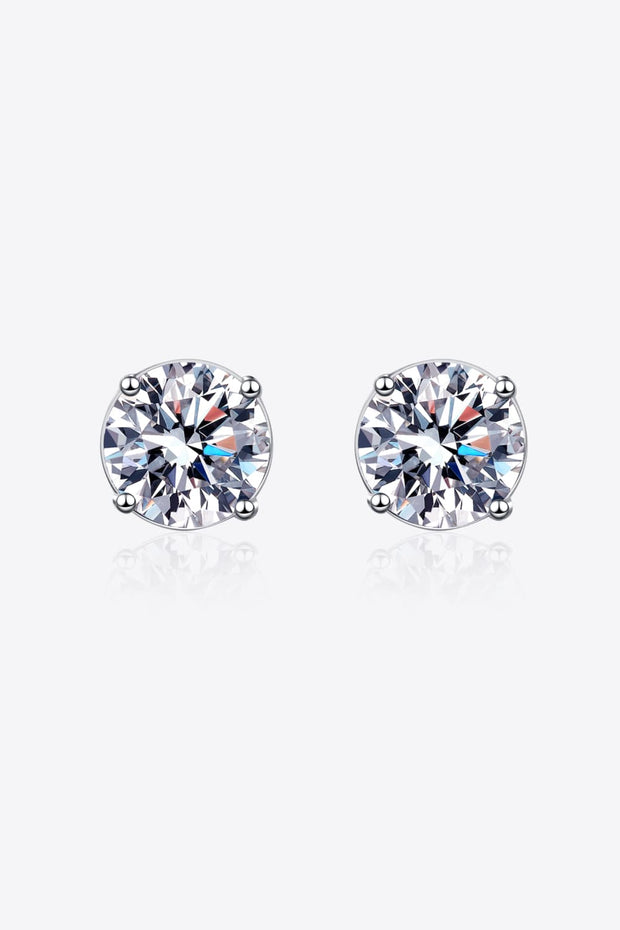 2 Carat Moissanite Rhodium-Plated Stud Earrings Trendsi