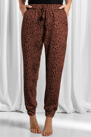 Full Size Leopard Drawstring Pocketed Pants Trendsi