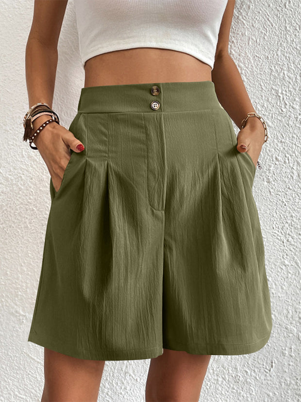 High Waist Shorts with Pockets Trendsi