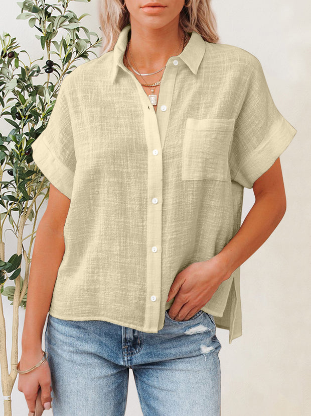 Button Up Short Sleeve Shirt Trendsi