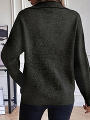 Half Zip Dropped Shoulder Sweater Trendsi