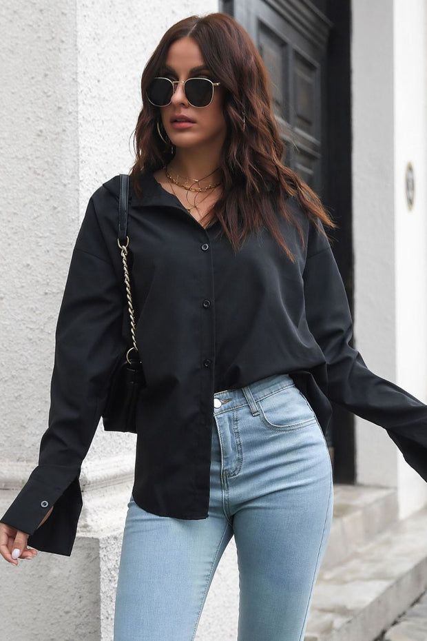 Dropped Shoulder Longline Shirt Trendsi