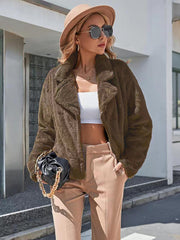 Plush Open Front Dropped Shoulder Jacket Trendsi