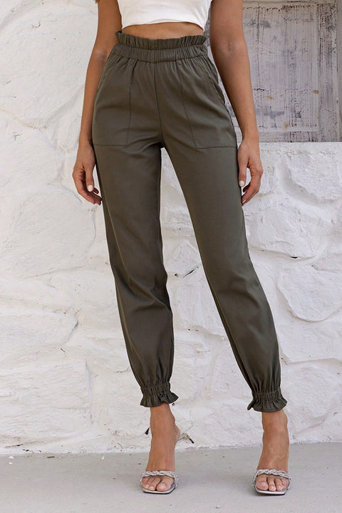 Paperbag Waist Pants with Pockets Trendsi