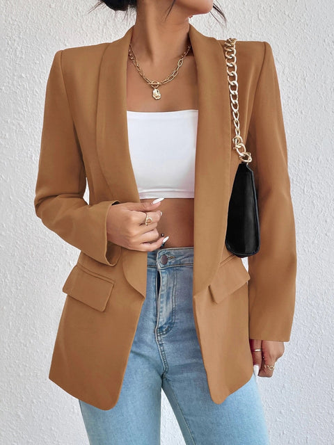 Shawl Collar Long Sleeve Blazer Trendsi